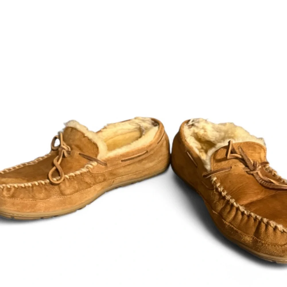 LL Bean Wicked Good Moc Slippers Mens 11 M Lamb Shearling Lined Used Shoes